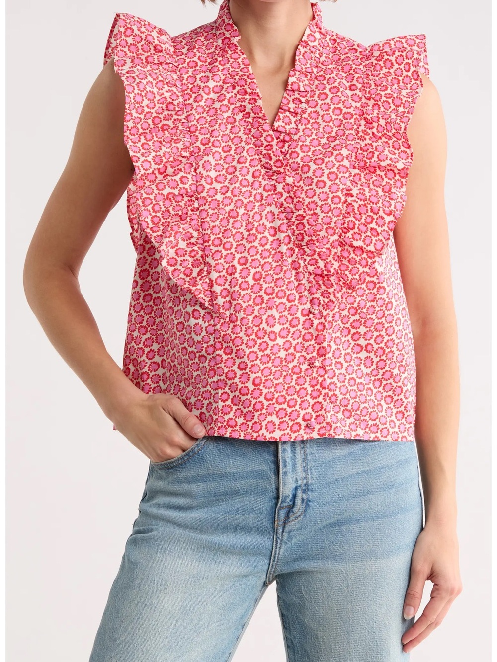 ❤️FRNCH Paris Taya Ruffle Cap Sleeve Cotton Top